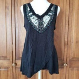 Bobeau Asymmetrical Beaded Tank Tops M